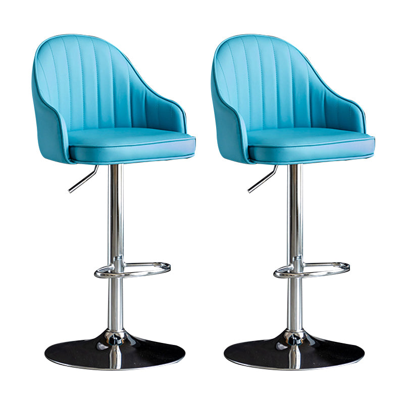 Scandinavian Metal Barstool Adjustable Low Back PU Leather Barstools