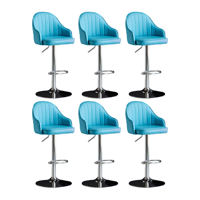 Scandinavian Metal Barstool Adjustable Low Back PU Leather Barstools