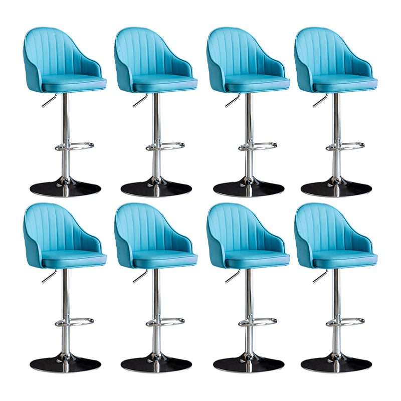 Scandinavian Metal Barstool Adjustable Low Back PU Leather Barstools