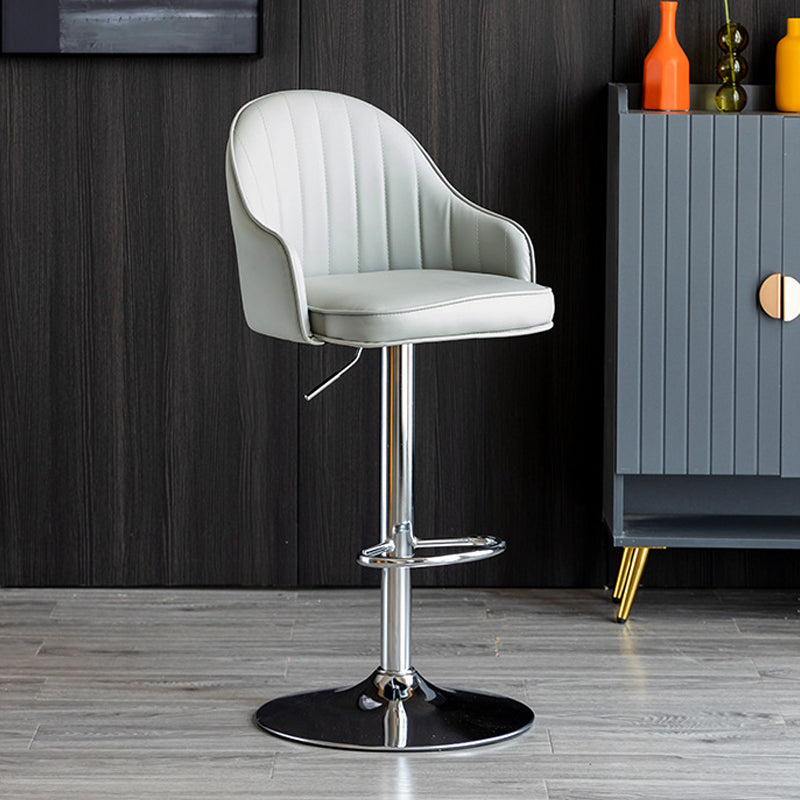 Scandinavian Metal Barstool Adjustable Low Back PU Leather Barstools