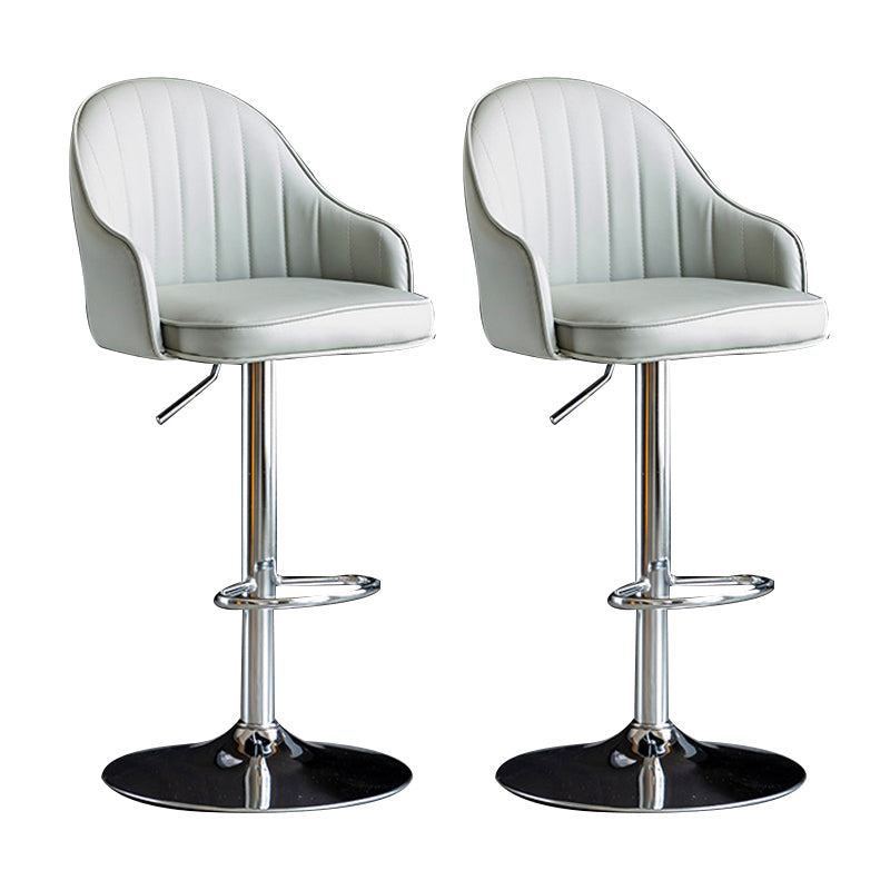 Scandinavian Metal Barstool Adjustable Low Back PU Leather Barstools