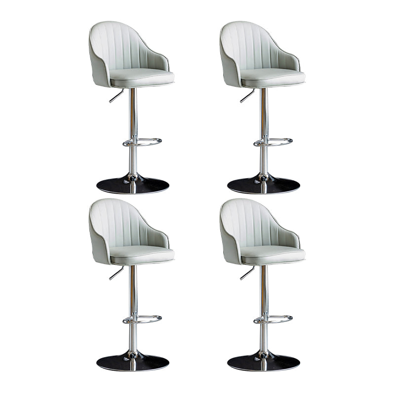 Scandinavian Metal Barstool Adjustable Low Back PU Leather Barstools