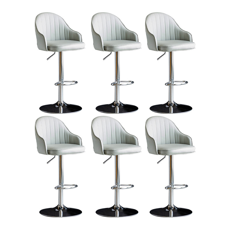 Scandinavian Metal Barstool Adjustable Low Back PU Leather Barstools