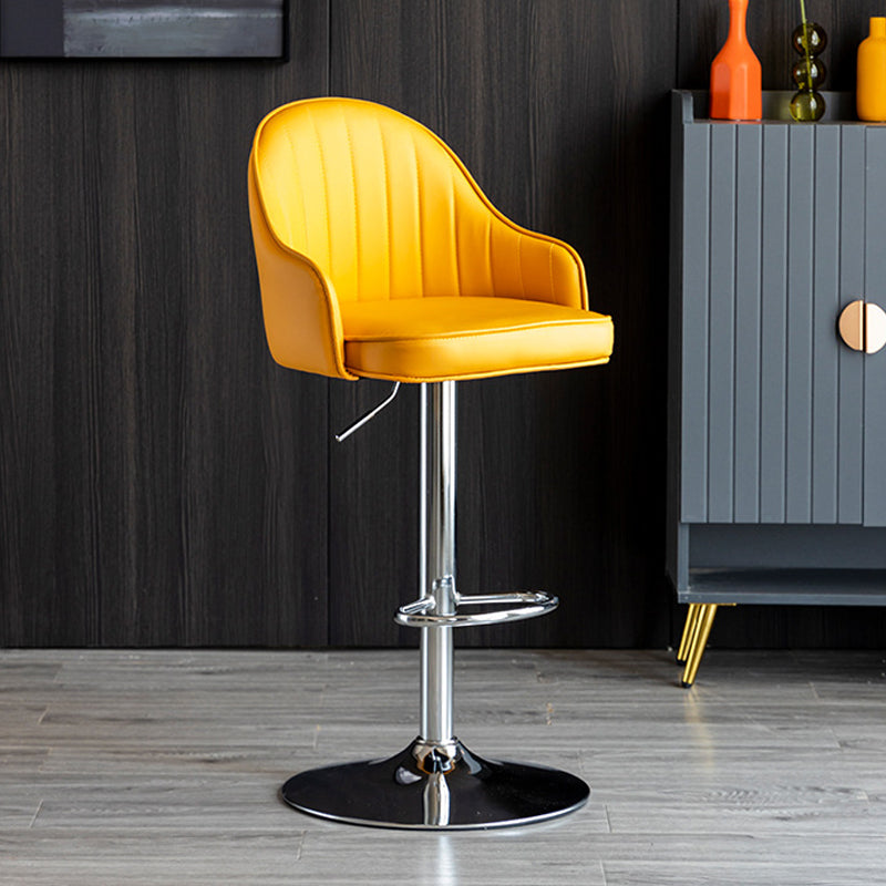 Scandinavian Metal Barstool Adjustable Low Back PU Leather Barstools