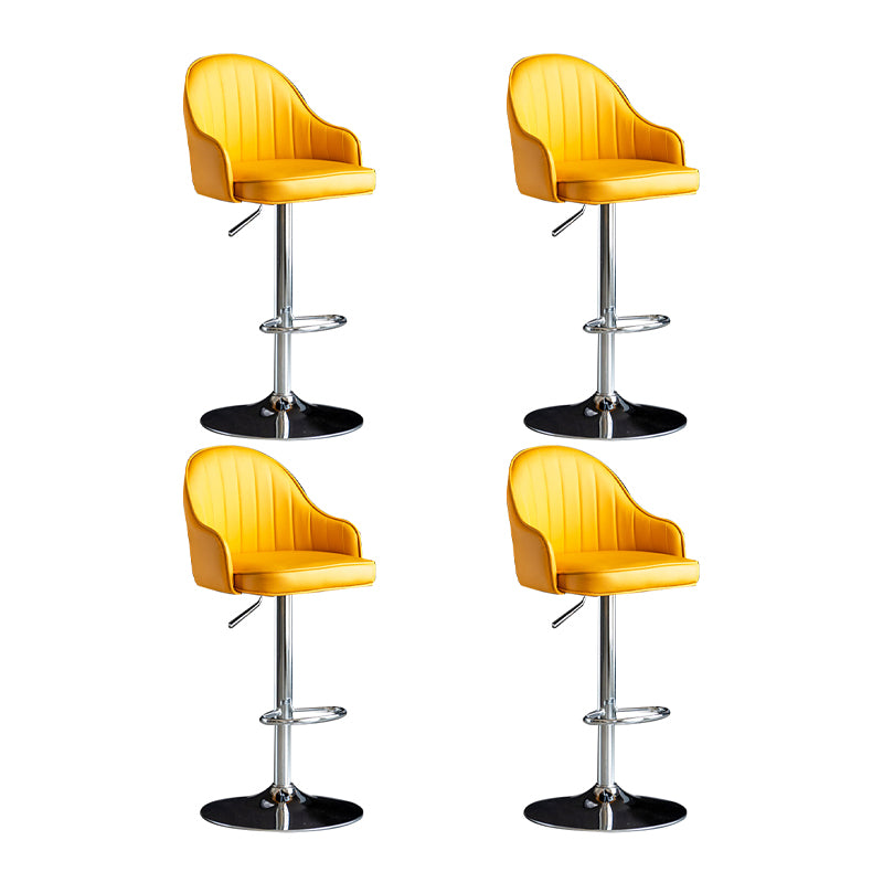 Scandinavian Metal Barstool Adjustable Low Back PU Leather Barstools