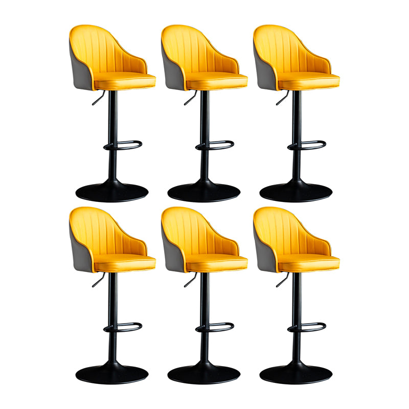 Scandinavian Metal Barstool Adjustable Low Back PU Leather Barstools