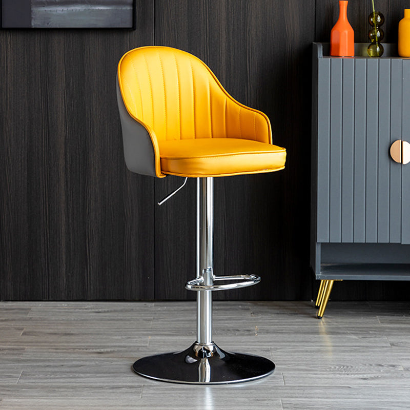 Scandinavian Metal Barstool Adjustable Low Back PU Leather Barstools
