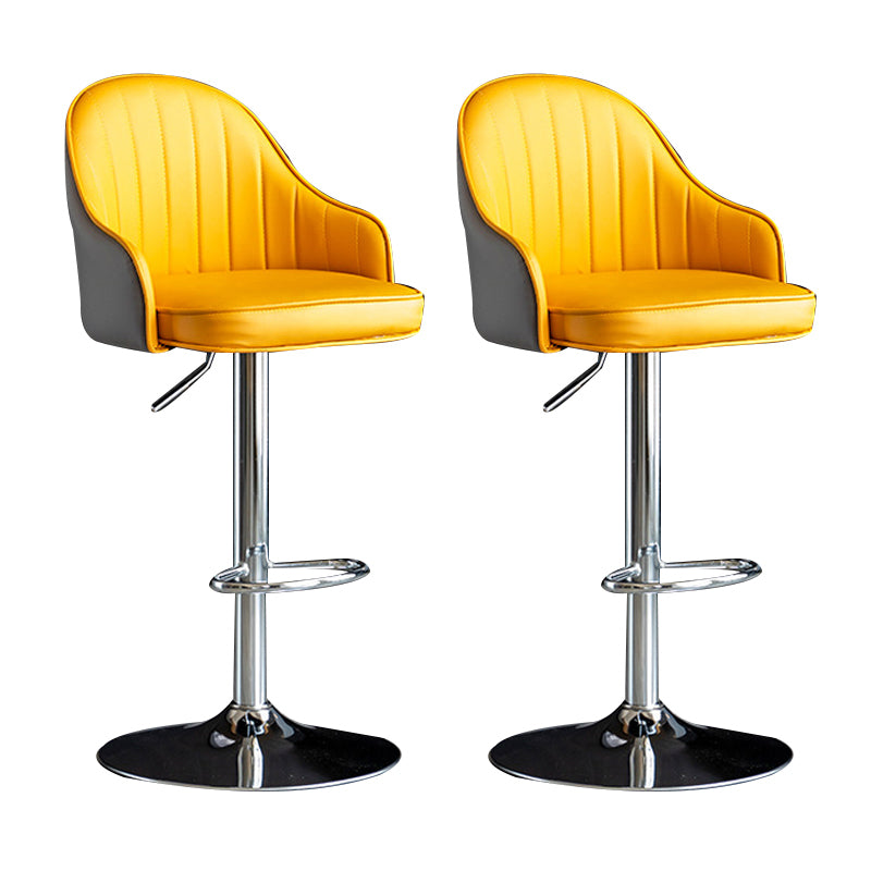 Scandinavian Metal Barstool Adjustable Low Back PU Leather Barstools