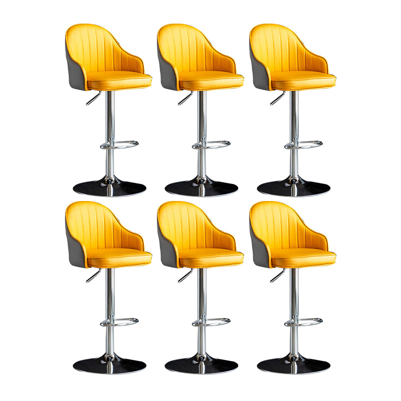 Scandinavian Metal Barstool Adjustable Low Back PU Leather Barstools