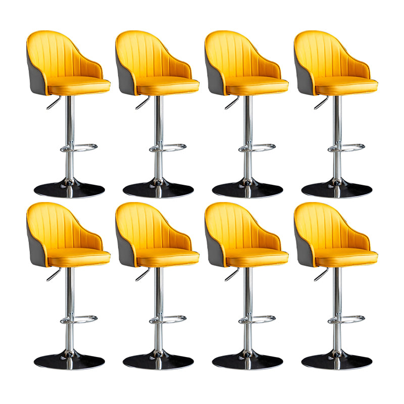 Scandinavian Metal Barstool Adjustable Low Back PU Leather Barstools