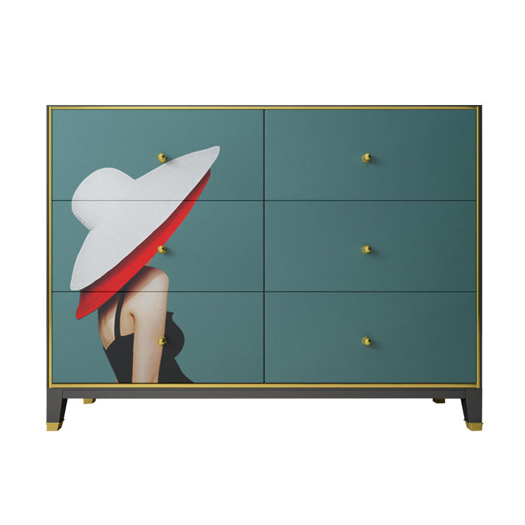 6-Drawer Simple Sideboard 47.5"L Modern Engineered Wood Buffet Table for Living Room