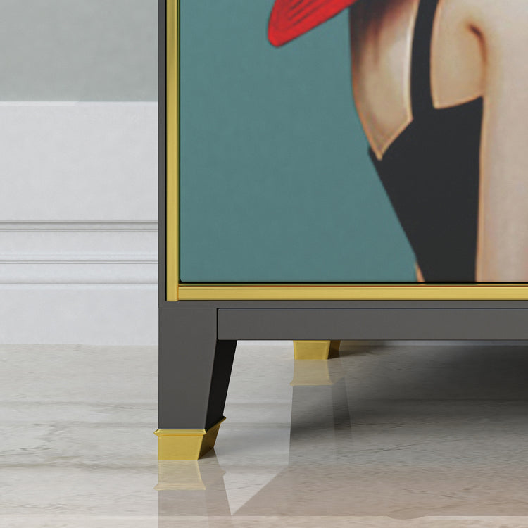 6-Drawer Simple Sideboard 47.5"L Modern Engineered Wood Buffet Table for Living Room