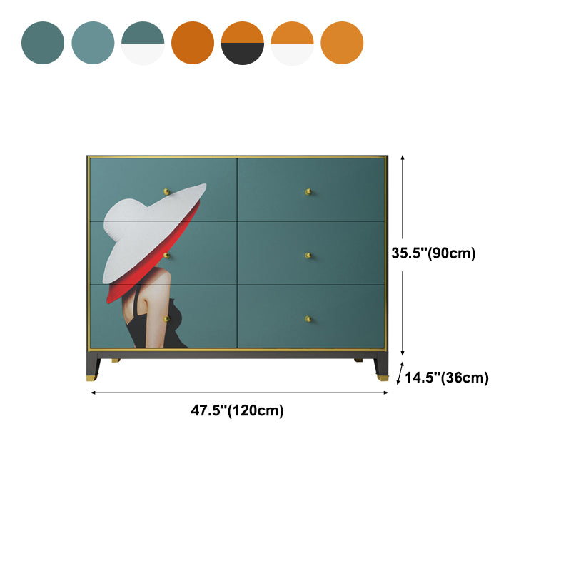 6-Drawer Simple Sideboard 47.5"L Modern Engineered Wood Buffet Table for Living Room