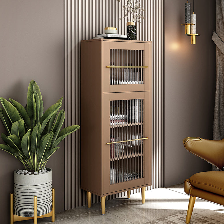 Glam Glass Doors Buffet Stand 53"H MDF Adjustable Shelving 2-Cabinet Living Room Buffet