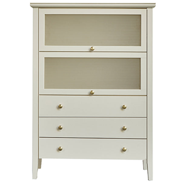 Glam Stone and Wood Buffet Server Living Room White Dining Server with Drawers