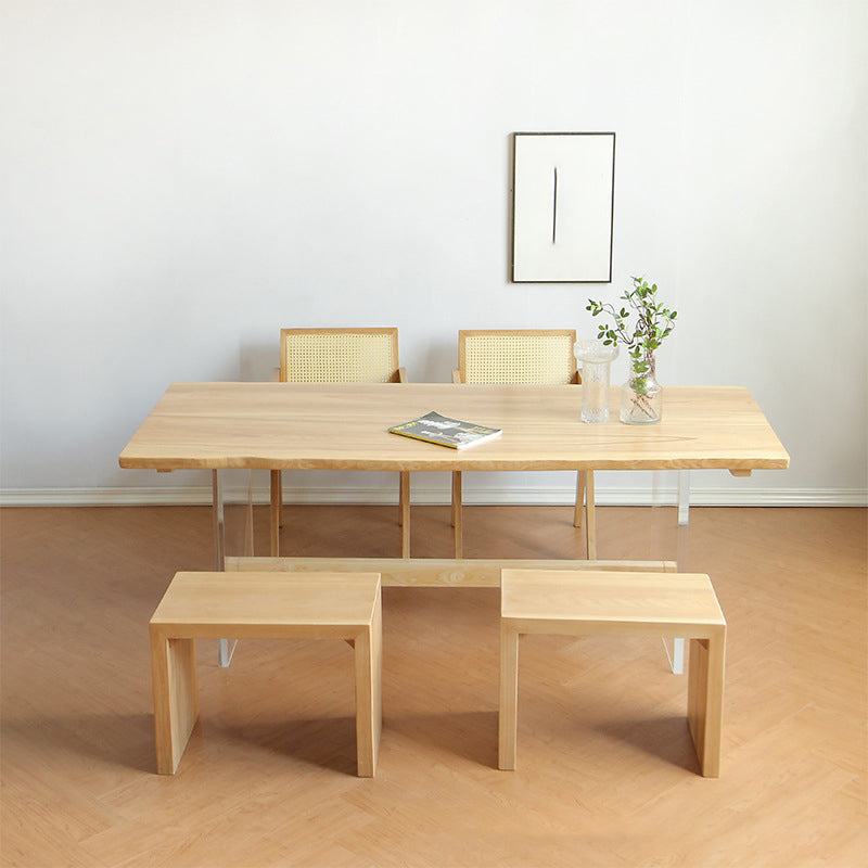 Rectangle Dining Table Contemporary Style Solid Wood Natural Dinner Table
