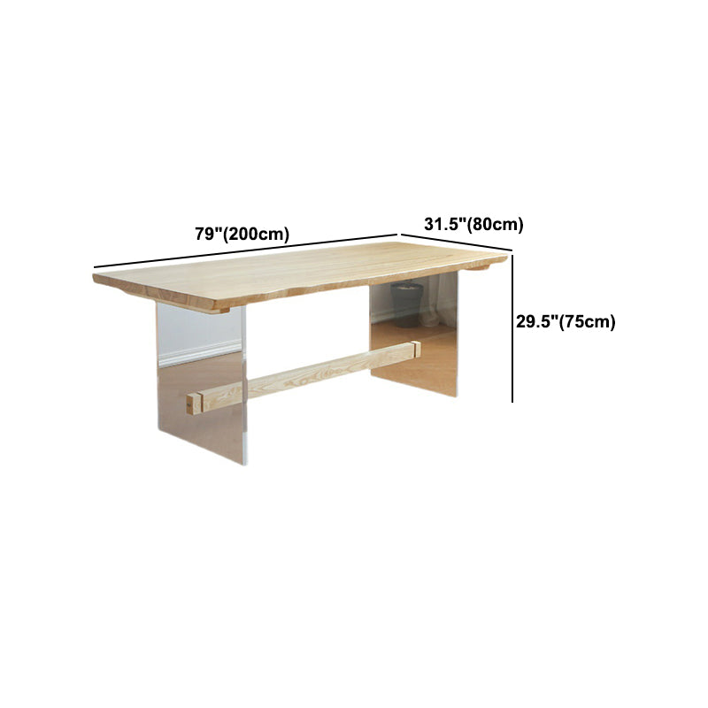 Rectangle Dining Table Contemporary Style Solid Wood Natural Dinner Table