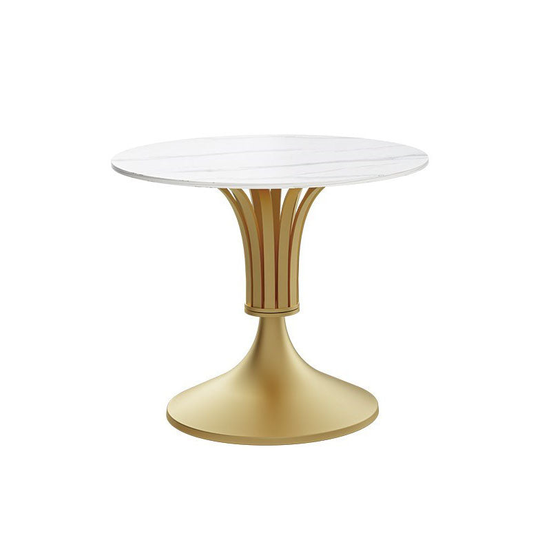 Modern Style Round Dining Table Sintered Stone Table with Pedestal Base