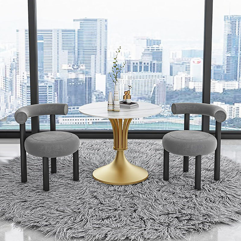 Modern Style Round Dining Table Sintered Stone Table with Pedestal Base