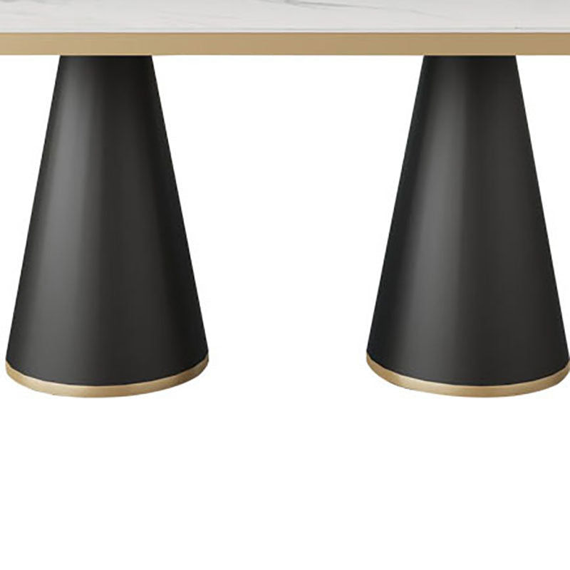 Modern Style Dining Table White Top Sintered Stone Table for Dining Room