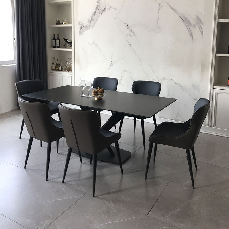 Rectangle Sintered Stone Kitchen Table Modern Black Dining Room Table