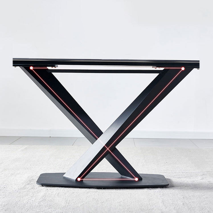 Rectangle Sintered Stone Kitchen Table Modern Black Dining Room Table
