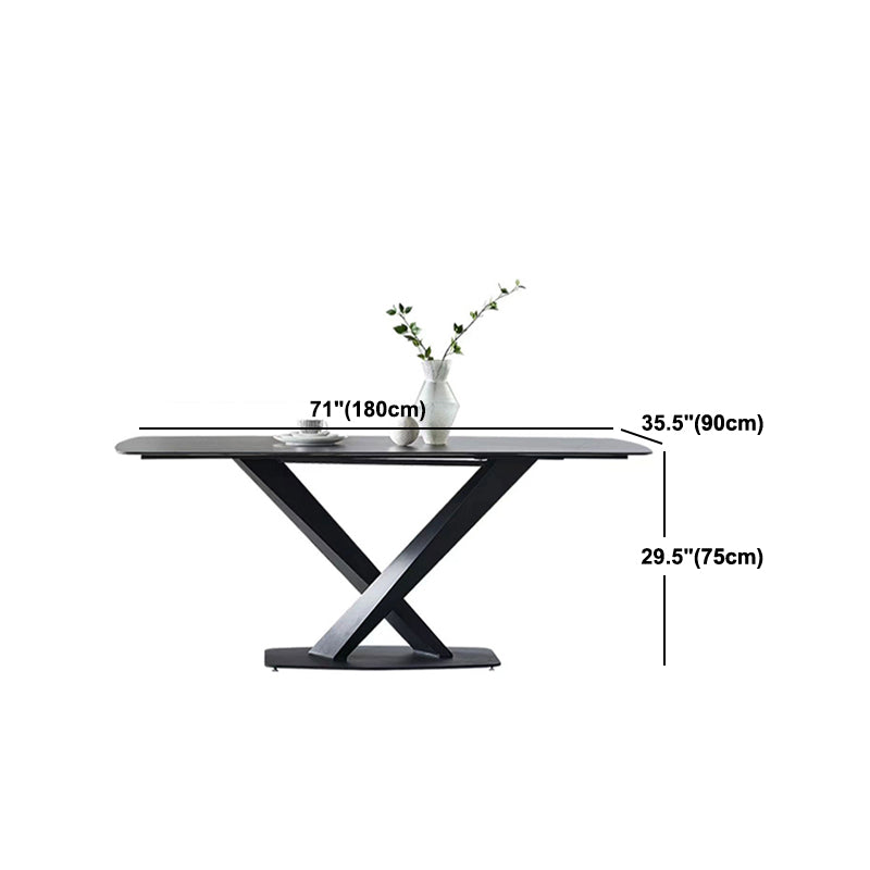 Rectangle Sintered Stone Kitchen Table Modern Black Dining Room Table
