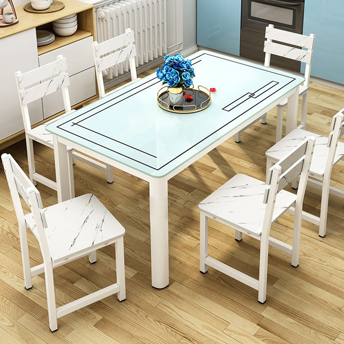Modern Glass Dinning Table Rectangle Dining Table for Kitchen
