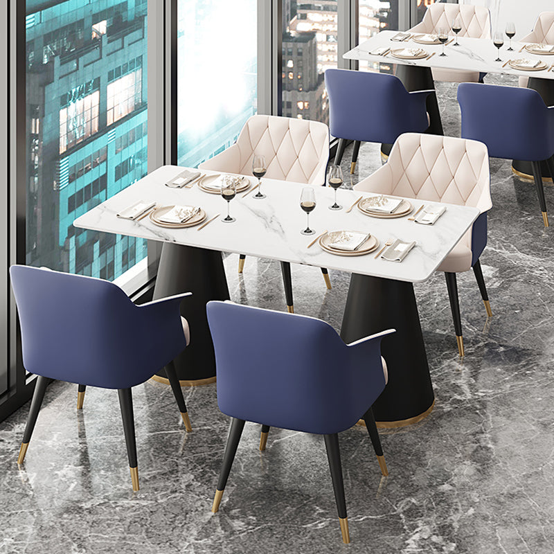 Modern Style Dining Table Sintered Stone Table with Metal Base