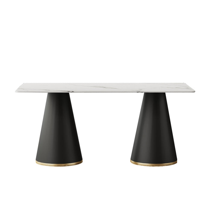 Modern Style Dining Table Sintered Stone Table with Metal Base