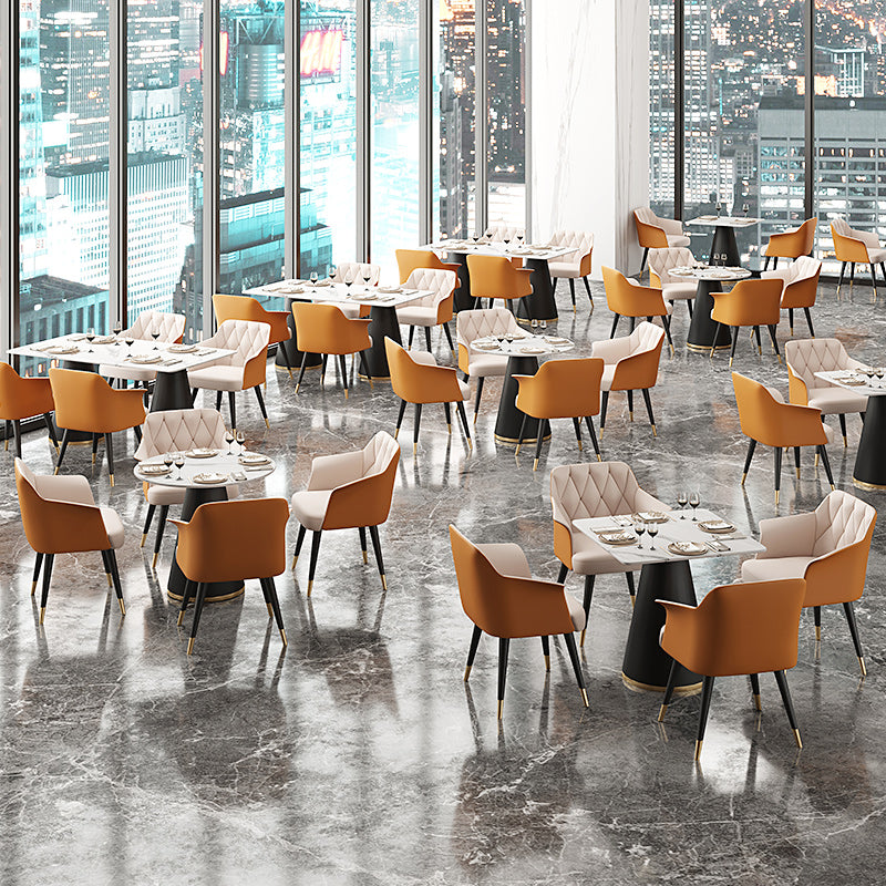 Modern Style Dining Table Sintered Stone Table with Metal Base