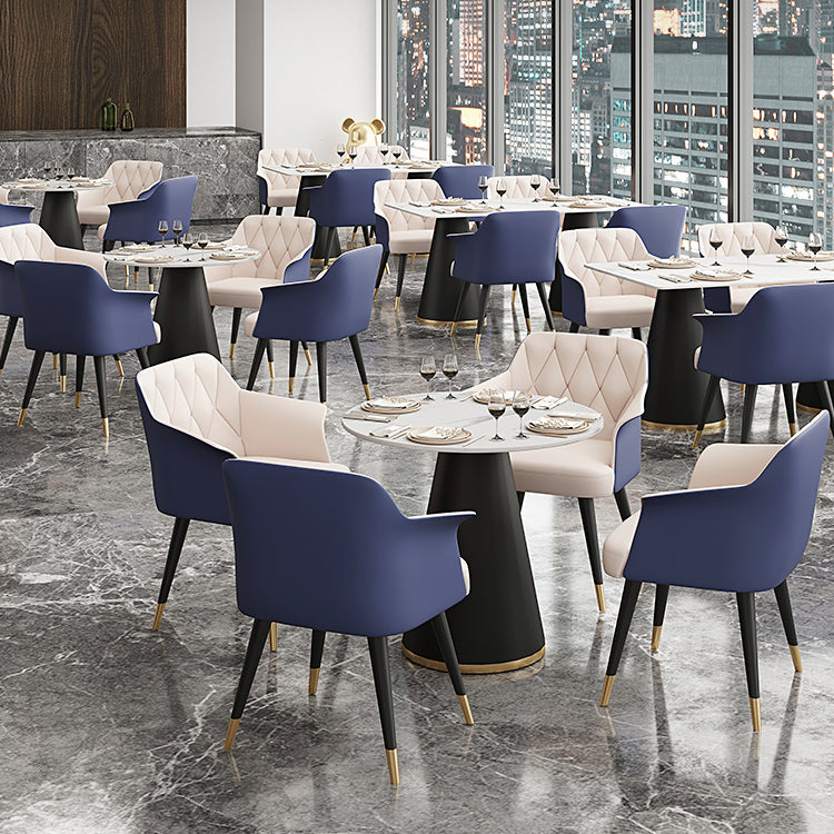 Modern Style Dining Table Sintered Stone Table with Metal Base