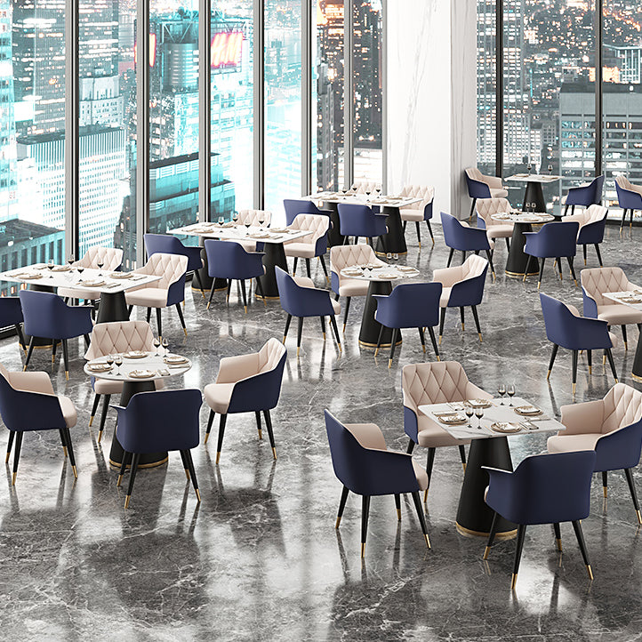 Modern Style Dining Table Sintered Stone Table with Metal Base