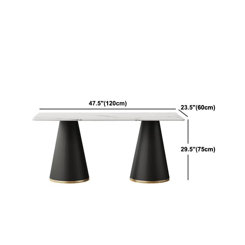 Modern Style Dining Table Sintered Stone Table with Metal Base