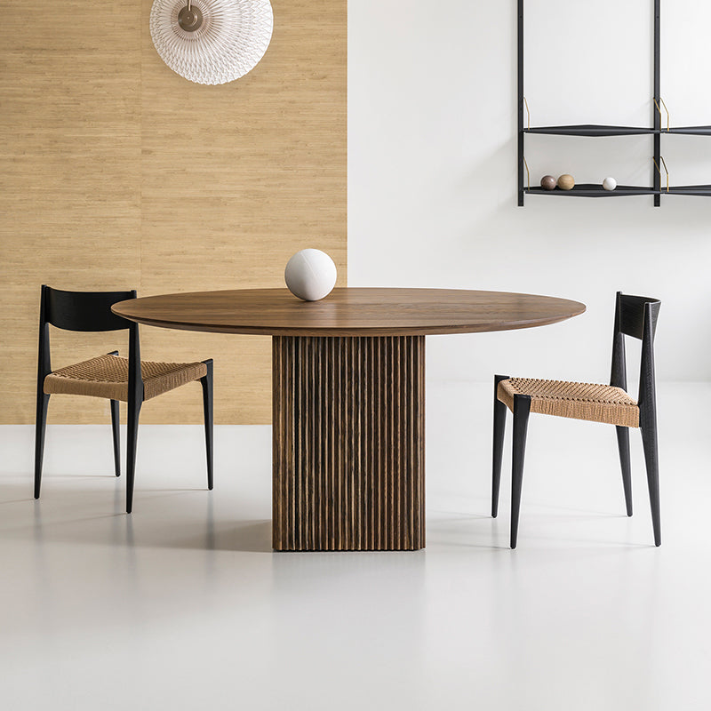 Round Dining Table Contemporary Style Solid Wood Dinner Table for Home Kitchen