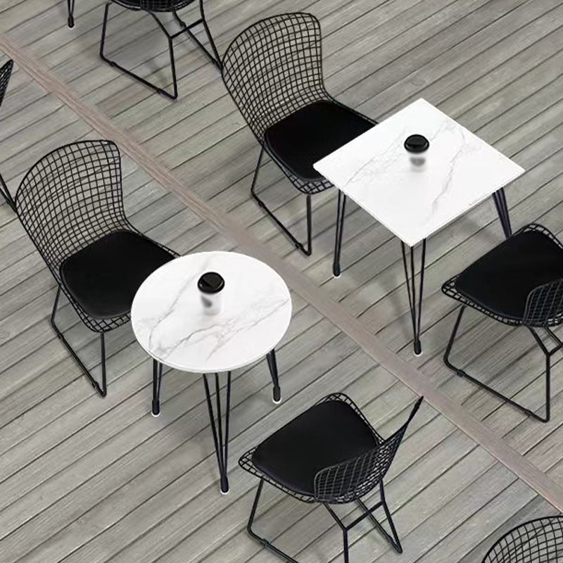 Outdoor Tripod Dining Table Modern Stone Top Metal Base Dinner Table
