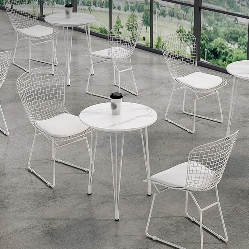 Outdoor Tripod Dining Table Modern Stone Top Metal Base Dinner Table