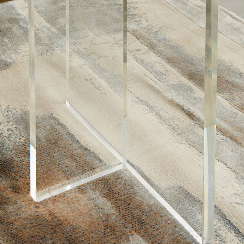 Natural Walnut Top Dining Table Modern Rectangle Transparency Acrylic Base Table