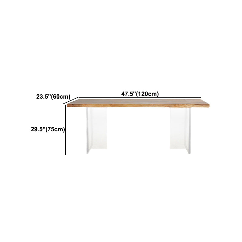 Natural Walnut Top Dining Table Modern Rectangle Transparency Acrylic Base Table