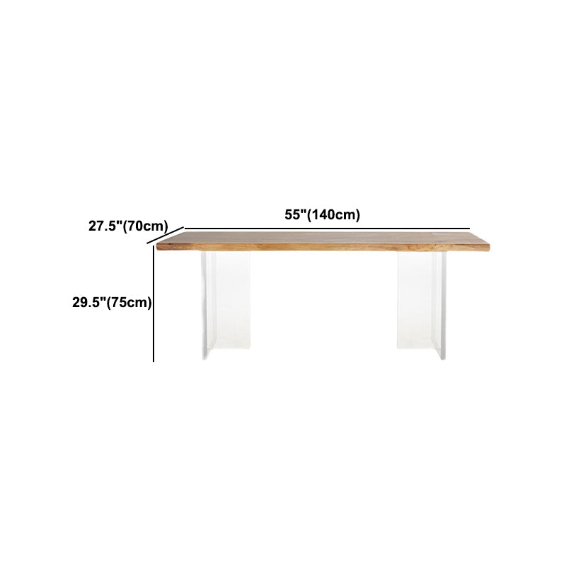 Natural Walnut Top Dining Table Modern Rectangle Transparency Acrylic Base Table