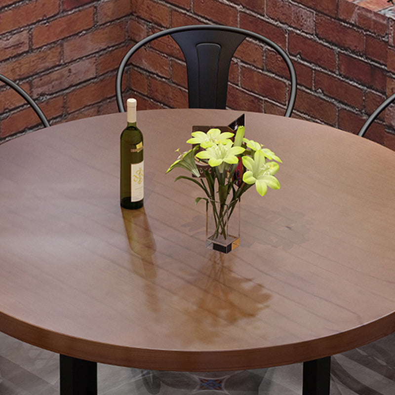 Modern Coffee Shop Dining Table Round Solid Wood Table in Brown