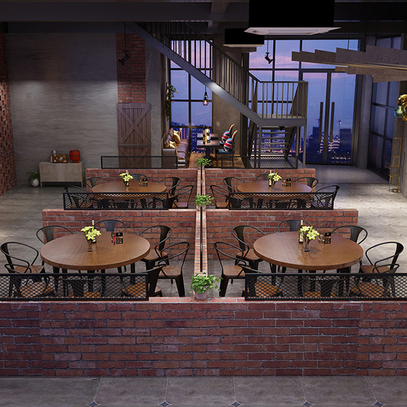 Modern Coffee Shop Dining Table Round Solid Wood Table in Brown