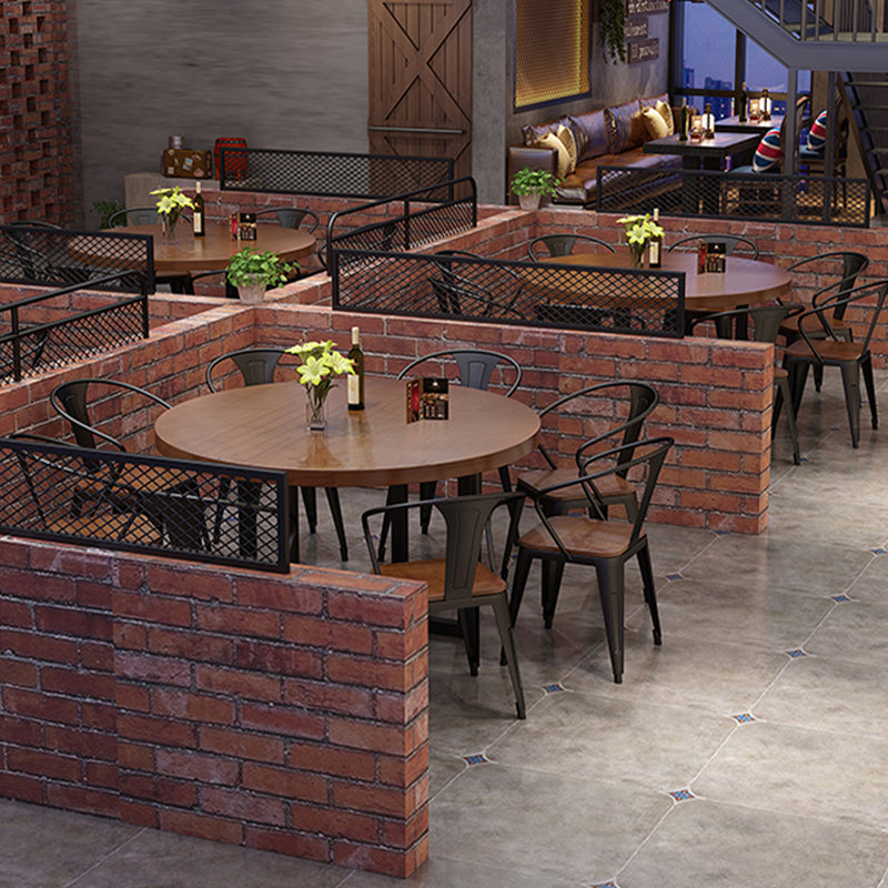 Modern Coffee Shop Dining Table Round Solid Wood Table in Brown