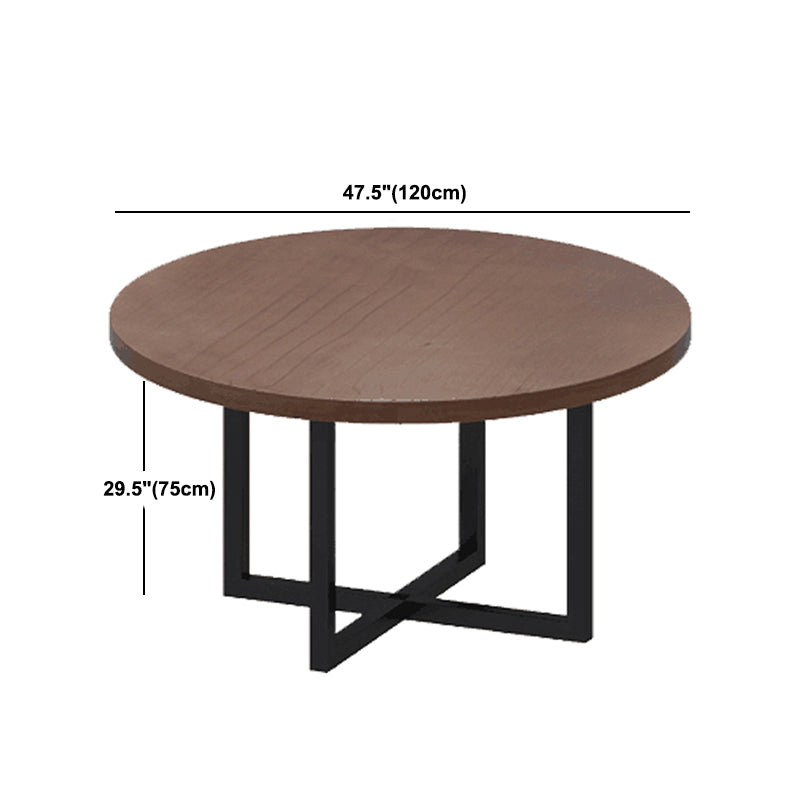 Modern Coffee Shop Dining Table Round Solid Wood Table in Brown