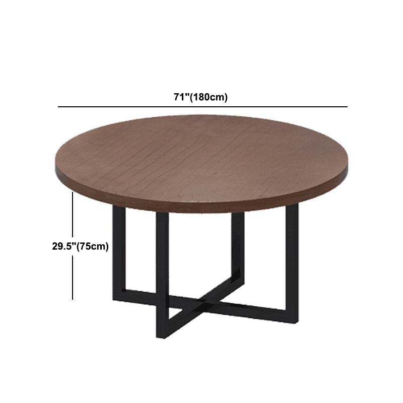 Modern Coffee Shop Dining Table Round Solid Wood Table in Brown