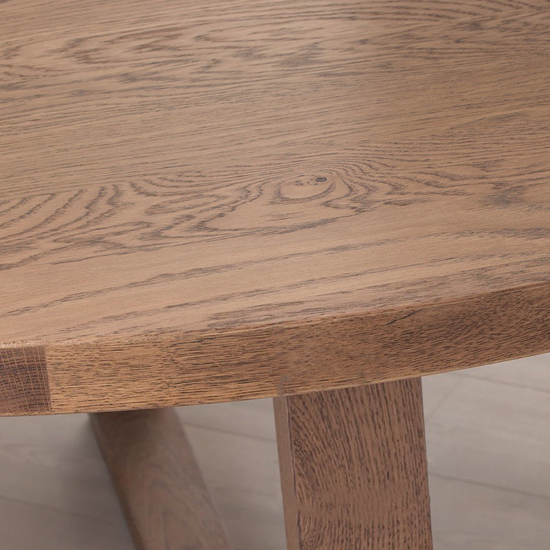 Contemporary Style Dining Table Solid Wood Round Natural Dinner Table for Home Kitchen