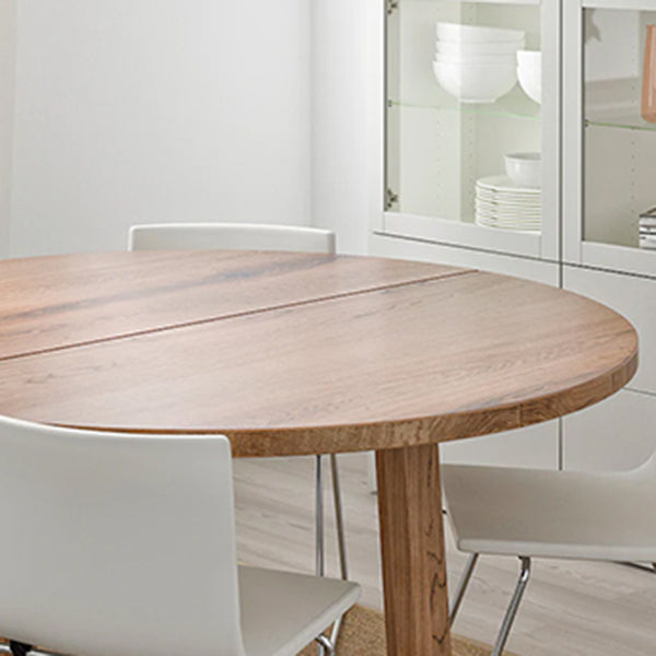 Contemporary Style Dining Table Solid Wood Round Natural Dinner Table for Home Kitchen