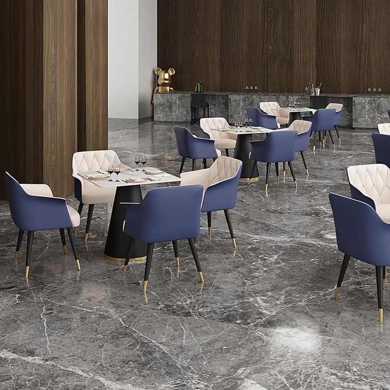 Modern Style Dining Table Sintered Stone Table with Metal Base for Dining Room