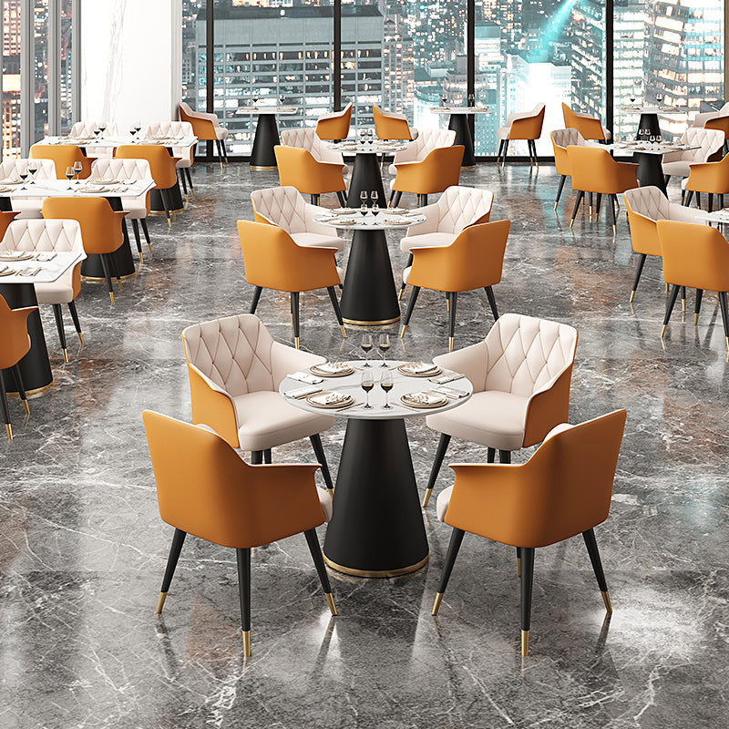 Modern Style Dining Table Sintered Stone Table with Metal Base for Dining Room