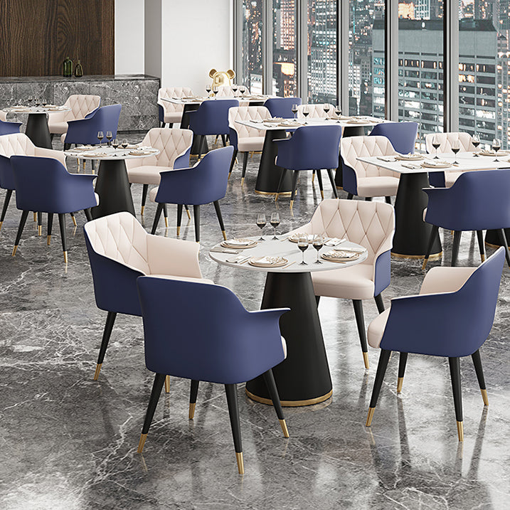 Modern Style Dining Table Sintered Stone Table with Metal Base for Dining Room